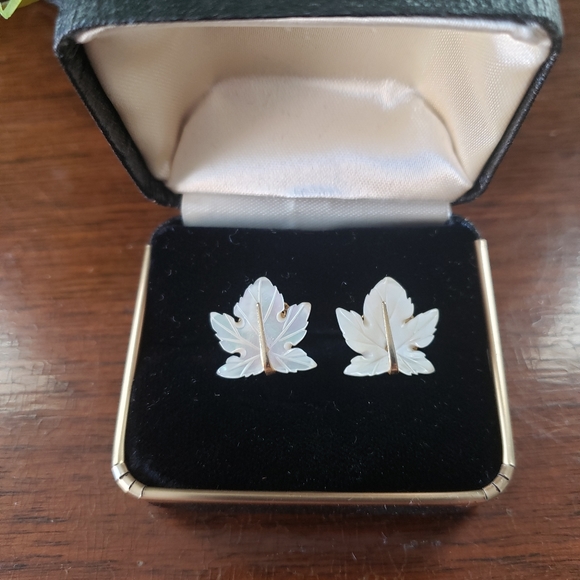 Vintage Lucite Leaf Clip Earrings - Picture 6 of 9